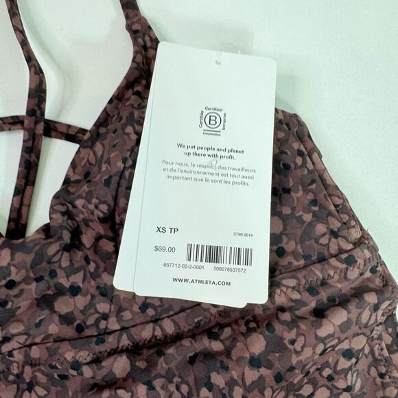 Athleta Swim Top Womens XS Purple Triangle Tankini A-C Camo Flora New - Picture 3 of 8